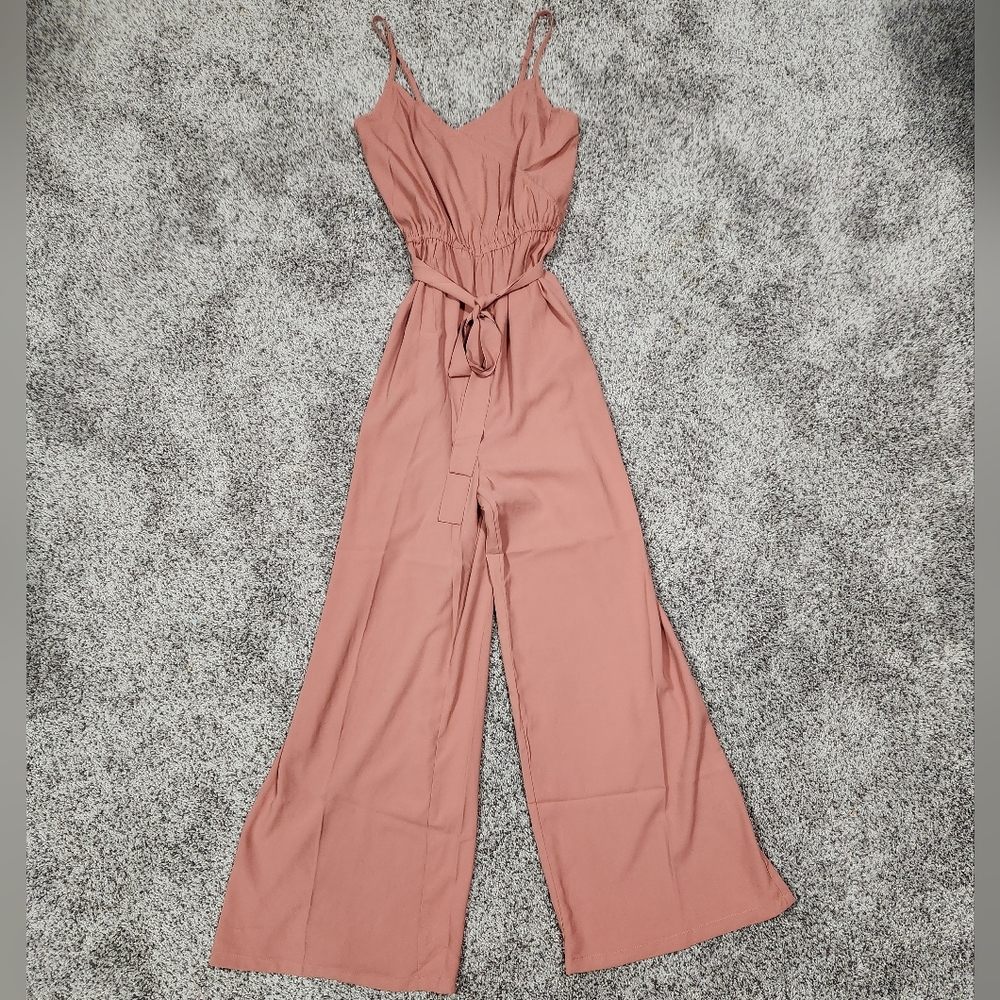 Bailey's Blossoms Blush Pink Spaghetti Strap Belted Jumper